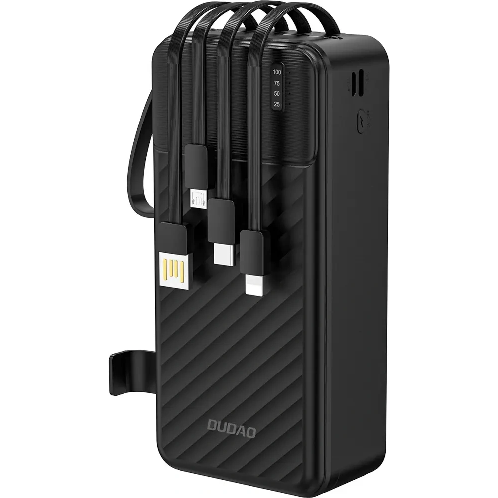 Powerbank Dudao K11 Max 30000mAh z wbudowanymi kablami czarny
