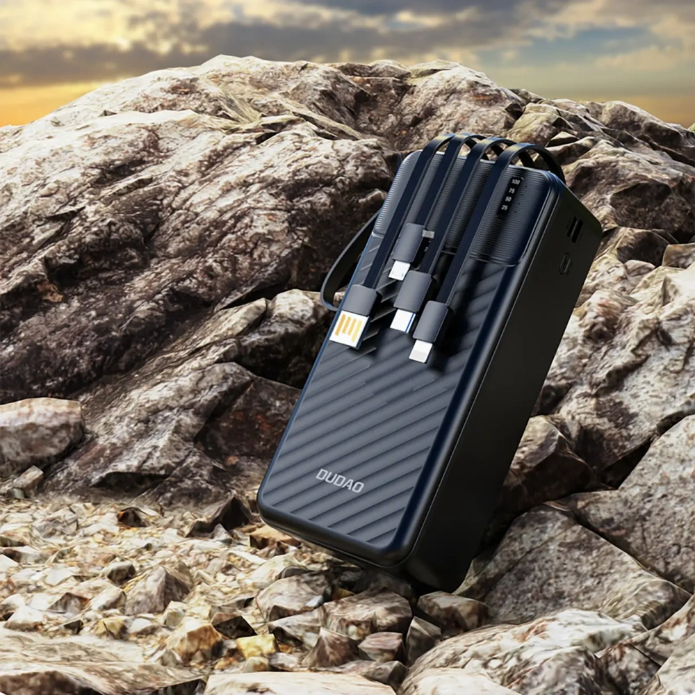 Powerbank Dudao K11 Max 30000mAh z wbudowanymi kablami czarny