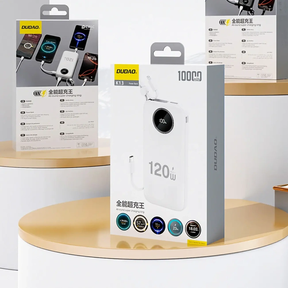 Powerbank Dudao K13Pro 20000mAh z wbudowanym kablem biały