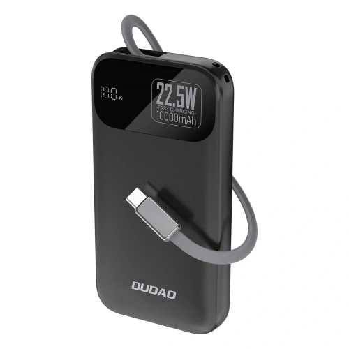 Powerbank Dudao K31 10000 mAh 22,5W PD z wbudowanym kablem czarny