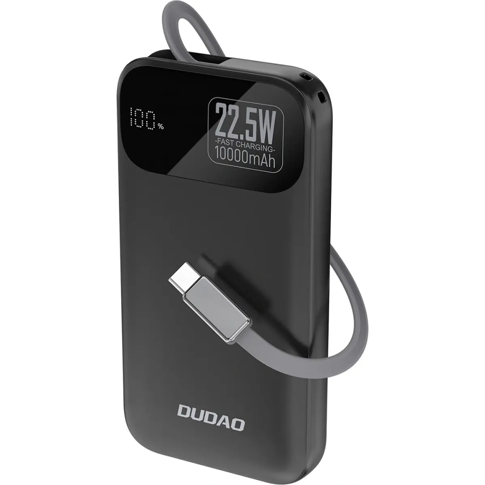Powerbank Dudao K31 10000 mAh 22,5W PD z wbudowanym kablem czarny