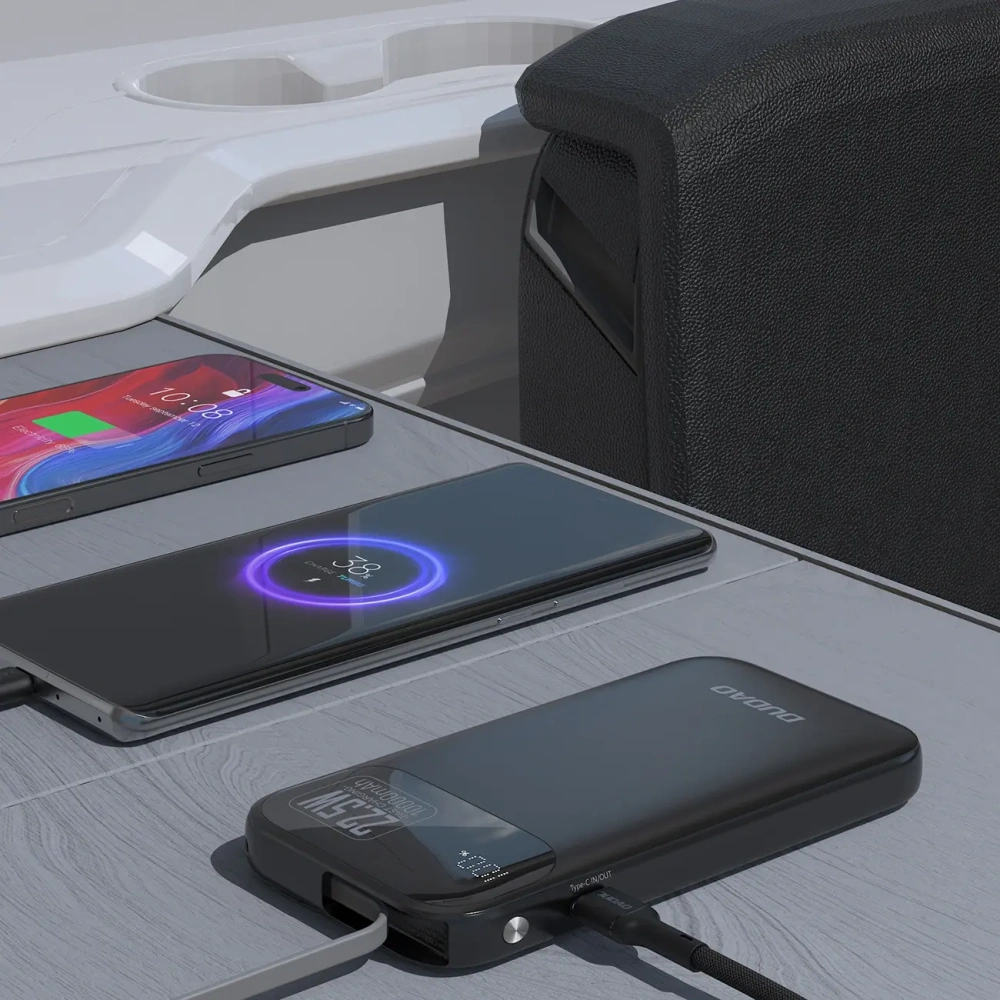 Powerbank Dudao K31 10000 mAh 22,5W PD z wbudowanym kablem czarny