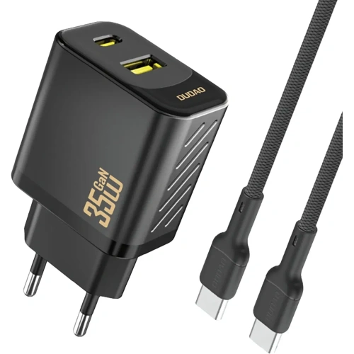 Ładowarka sieciowa Dudao A27 Max USB-A, USB-C 35W + kabel USB-C czarna