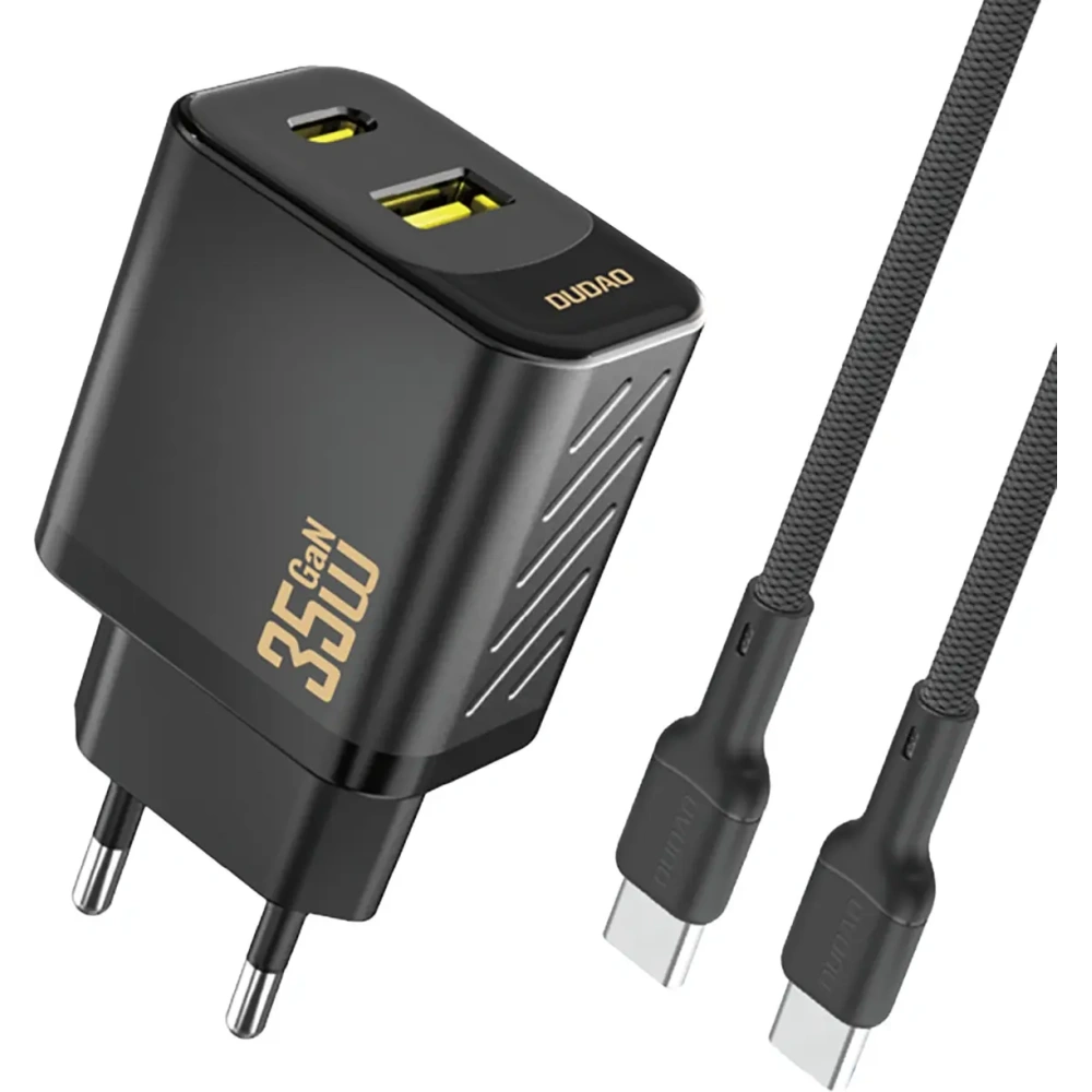 Ładowarka sieciowa Dudao A27 Max USB-A, USB-C 35W + kabel USB-C czarna