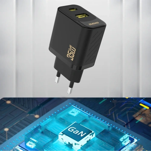 Ładowarka sieciowa Dudao A27 Max USB-A, USB-C 35W + kabel USB-C czarna
