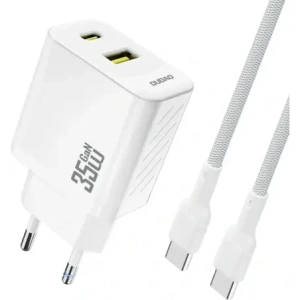 Ładowarka sieciowa Dudao A27 Max USB-A, USB-C 35W + kabel USB-C biała