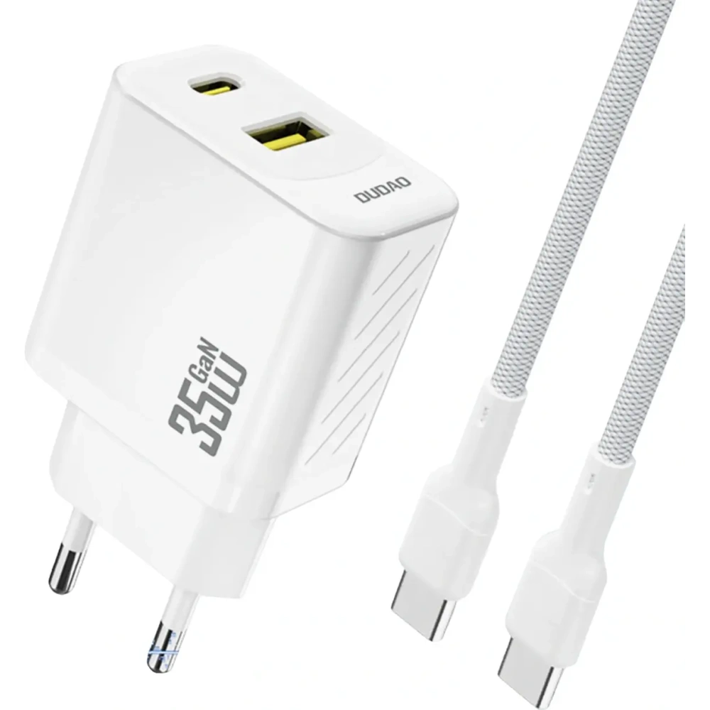 Ładowarka sieciowa Dudao A27 Max USB-A, USB-C 35W + kabel USB-C biała