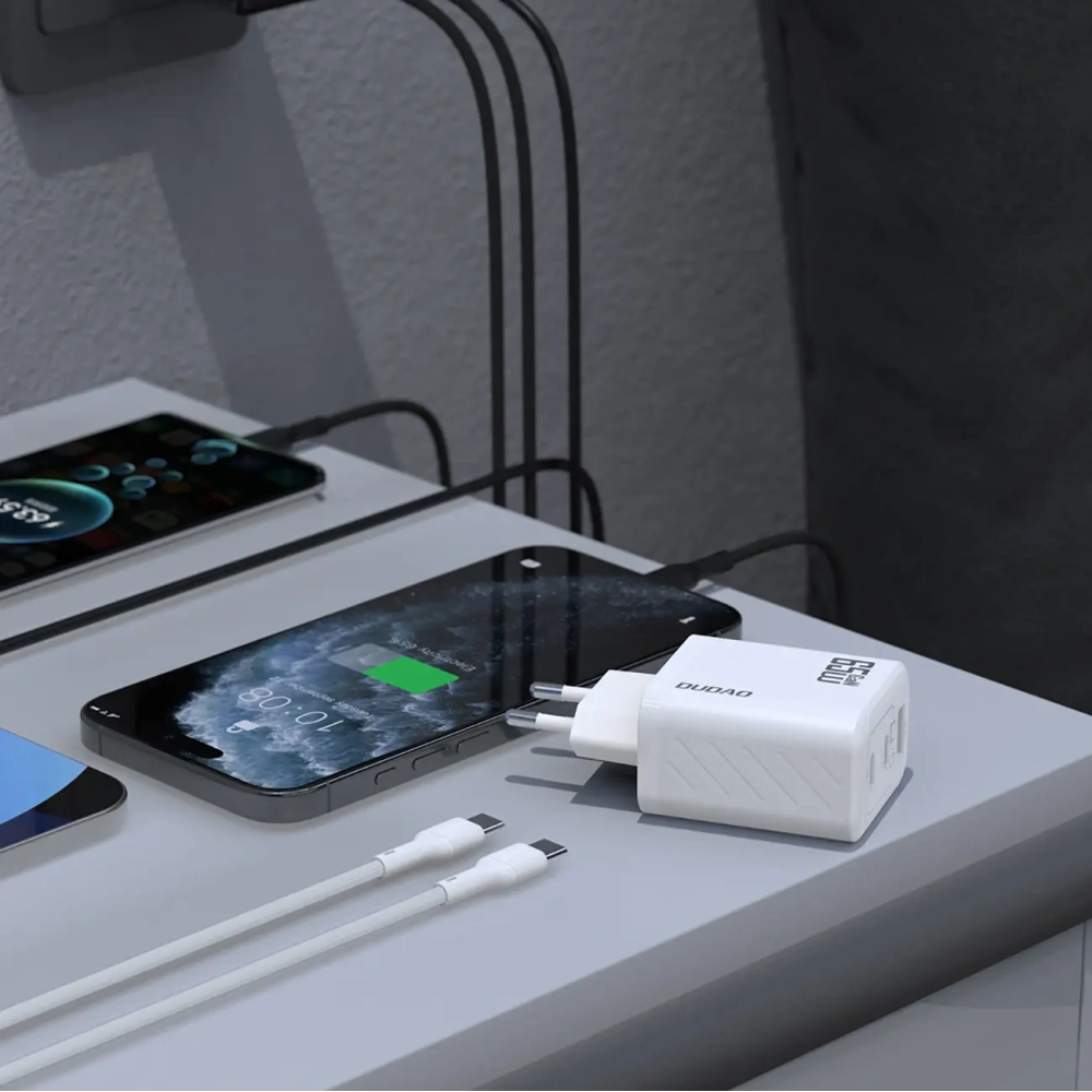 Ładowarka sieciowa Dudao A29C 65W GaN USB-A, 2xUSB-C + kabel USB-C biała