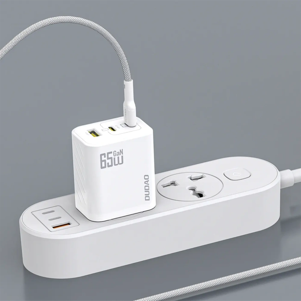 Ładowarka sieciowa Dudao A29C 65W GaN USB-A, 2xUSB-C + kabel USB-C biała