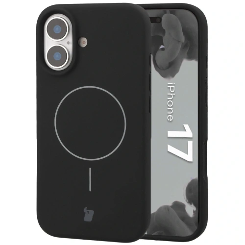 Silikonowe etui z pierścieniem magnetycznym Bizon Soft Case Magnetic do Apple iPhone 17 czarne