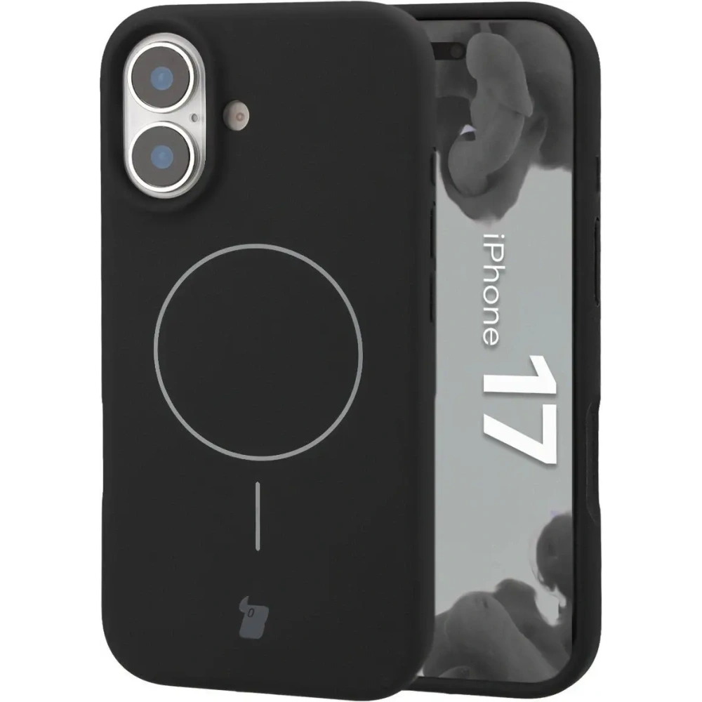 Silikonowe etui z pierścieniem magnetycznym Bizon Soft Case Magnetic do Apple iPhone 17 czarne