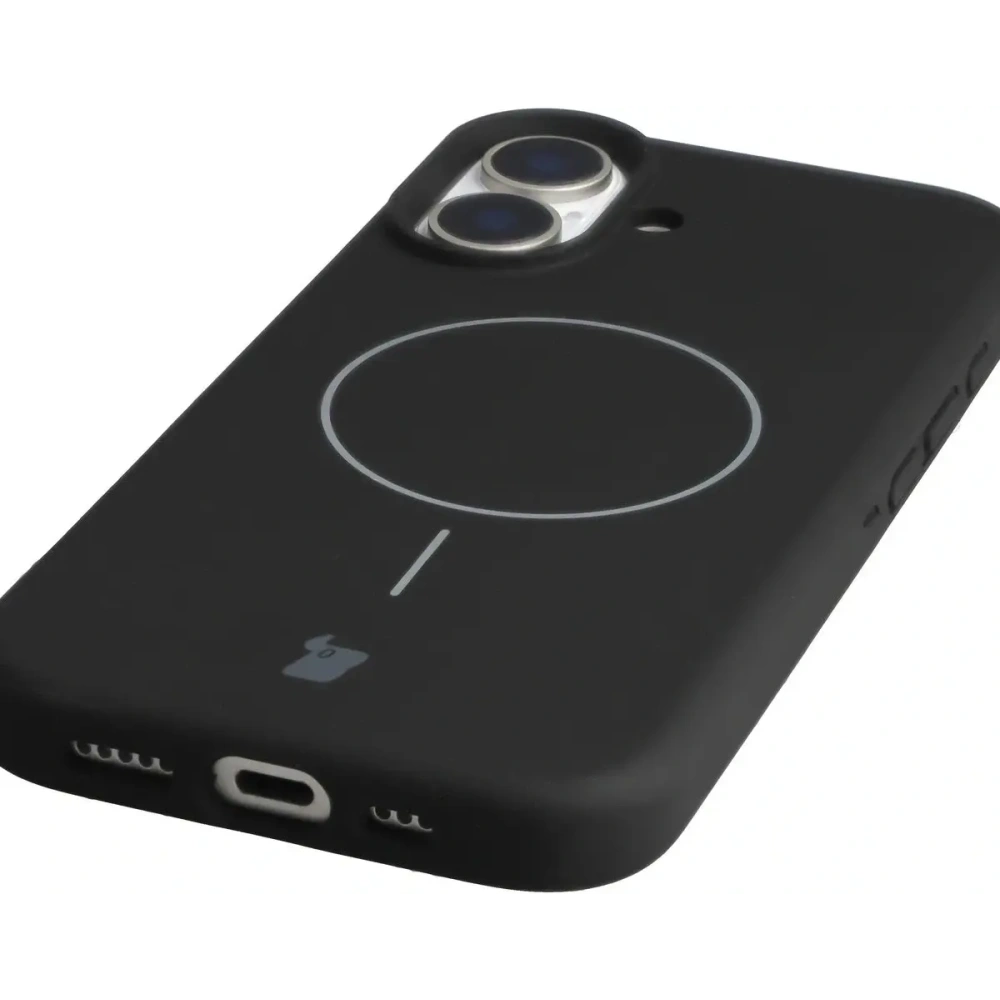 Silikonowe etui z pierścieniem magnetycznym Bizon Soft Case Magnetic do Apple iPhone 17 czarne