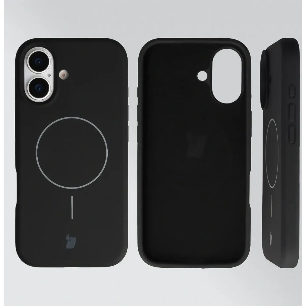 Silikonowe etui z pierścieniem magnetycznym Bizon Soft Case Magnetic do Apple iPhone 17 czarne
