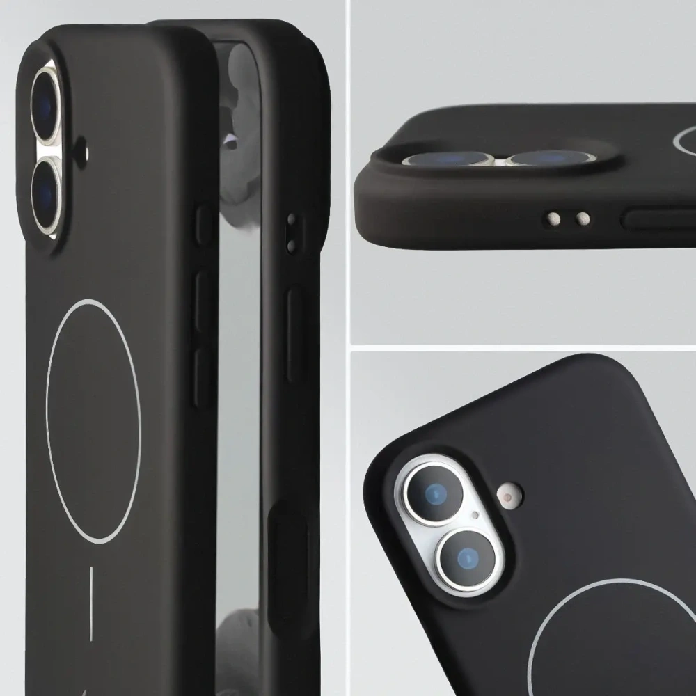 Silikonowe etui z pierścieniem magnetycznym Bizon Soft Case Magnetic do Apple iPhone 17 czarne