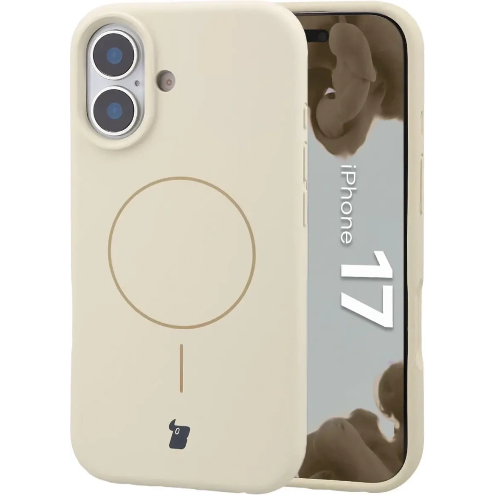 Silikonowe etui z pierścieniem magnetycznym Bizon Soft Case Magnetic do Apple iPhone 17 écru