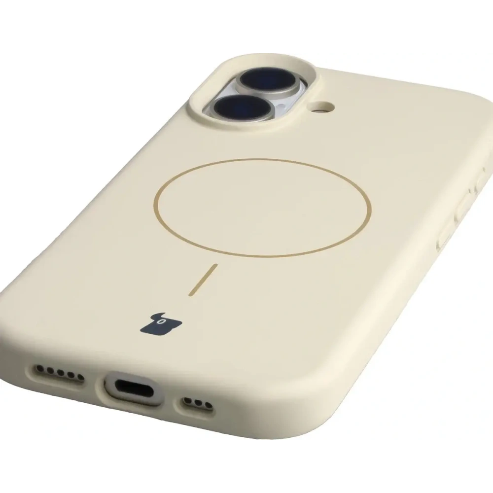 Silikonowe etui z pierścieniem magnetycznym Bizon Soft Case Magnetic do Apple iPhone 17 écru