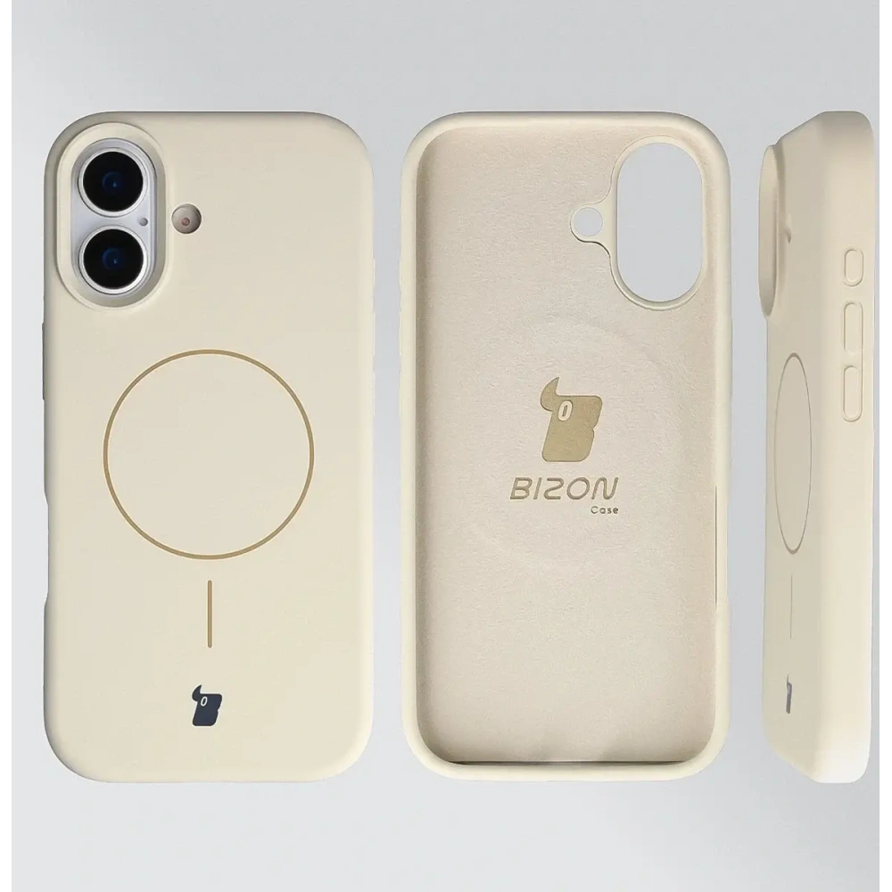 Silikonowe etui z pierścieniem magnetycznym Bizon Soft Case Magnetic do Apple iPhone 17 écru