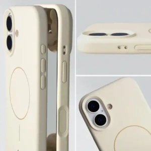 Silikonowe etui z pierścieniem magnetycznym Bizon Soft Case Magnetic do Apple iPhone 17 écru