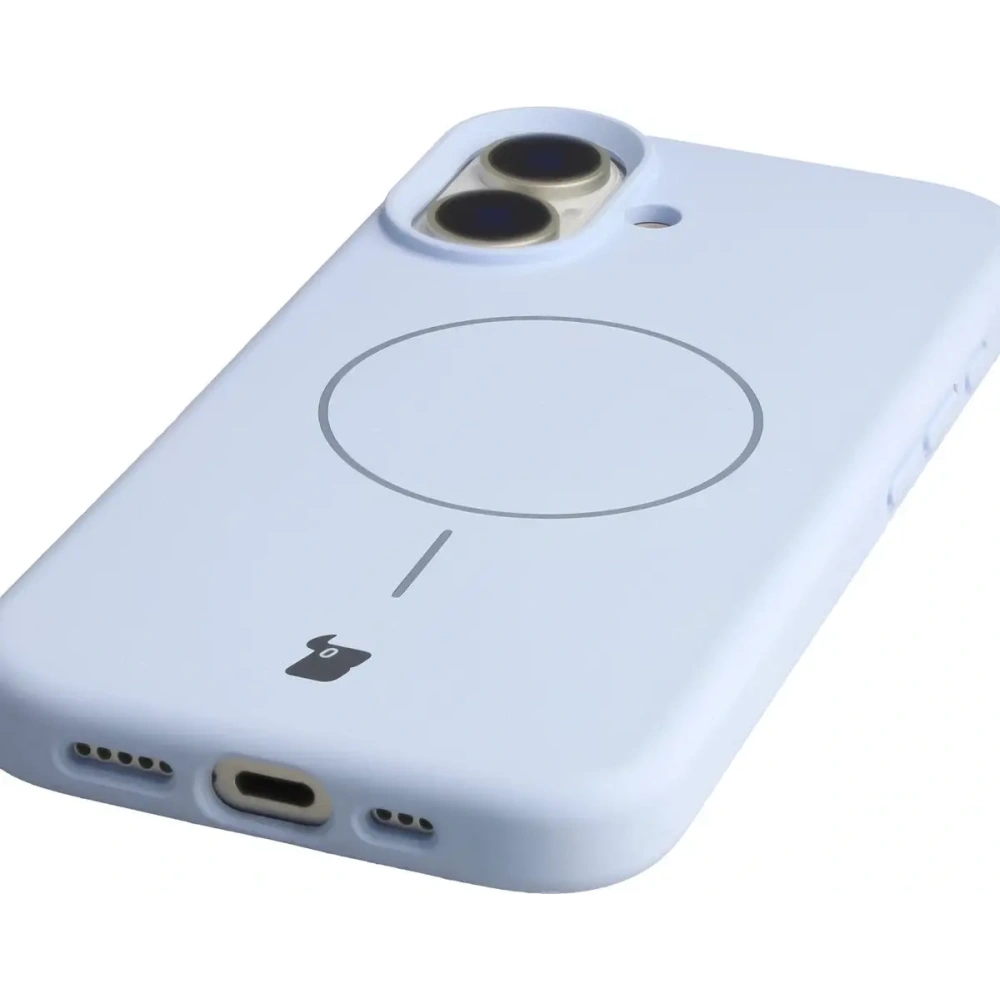Silikonowe etui z pierścieniem magnetycznym Bizon Soft Case Magnetic do Apple iPhone 17 błękitne