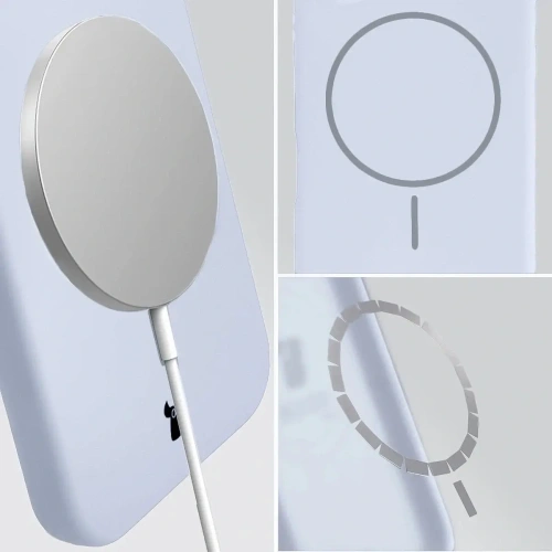 Silikonowe etui z pierścieniem magnetycznym Bizon Soft Case Magnetic do Apple iPhone 17 błękitne