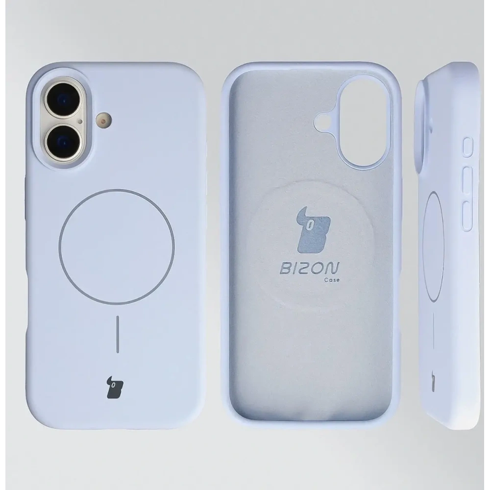 Silikonowe etui z pierścieniem magnetycznym Bizon Soft Case Magnetic do Apple iPhone 17 błękitne