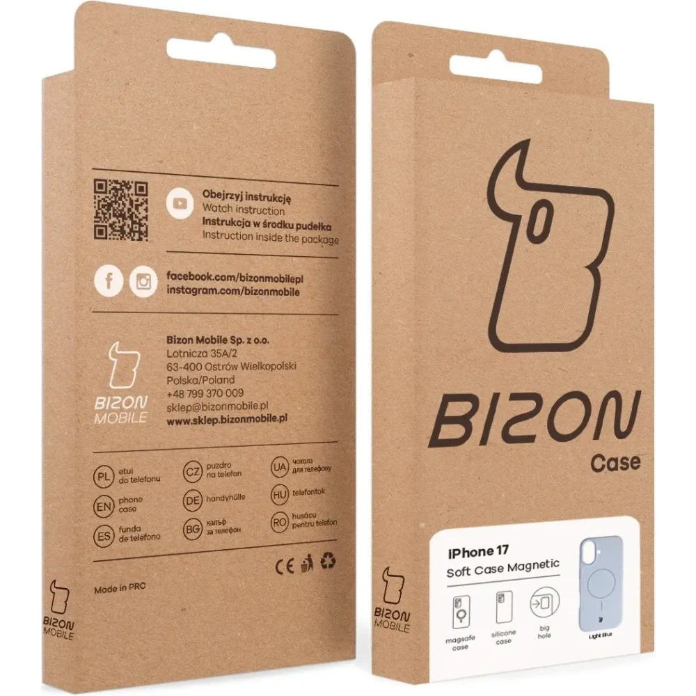 Silikonowe etui z pierścieniem magnetycznym Bizon Soft Case Magnetic do Apple iPhone 17 błękitne