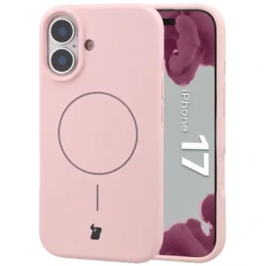 Silikonowe etui z pierścieniem magnetycznym Bizon Soft Case Magnetic do Apple iPhone 17 jasnoróżowe