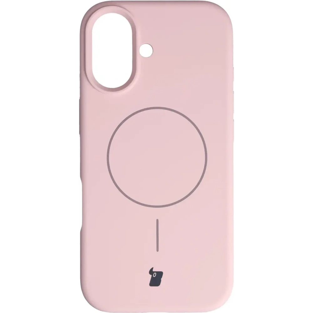 Silikonowe etui z pierścieniem magnetycznym Bizon Soft Case Magnetic do Apple iPhone 17 jasnoróżowe