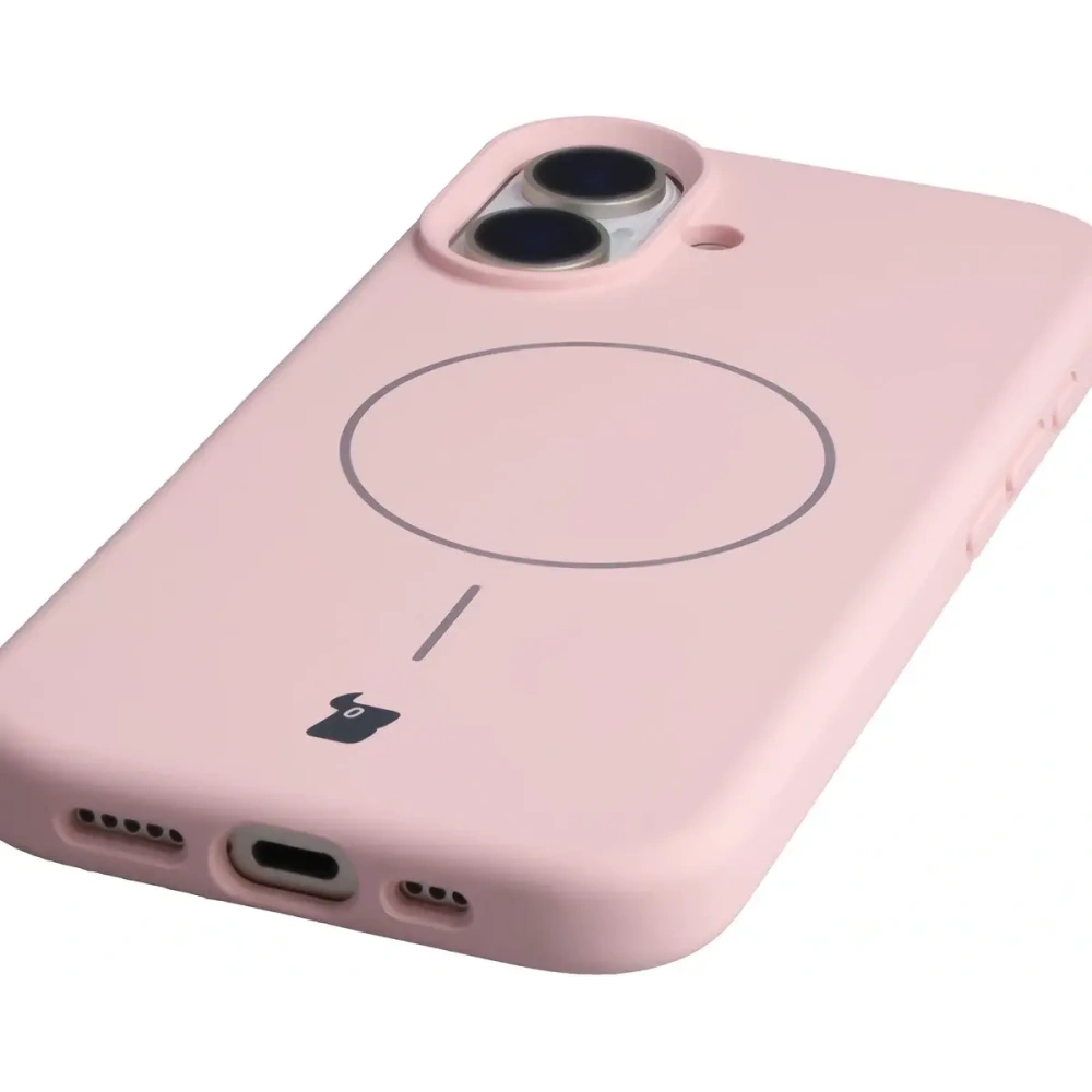 Silikonowe etui z pierścieniem magnetycznym Bizon Soft Case Magnetic do Apple iPhone 17 jasnoróżowe