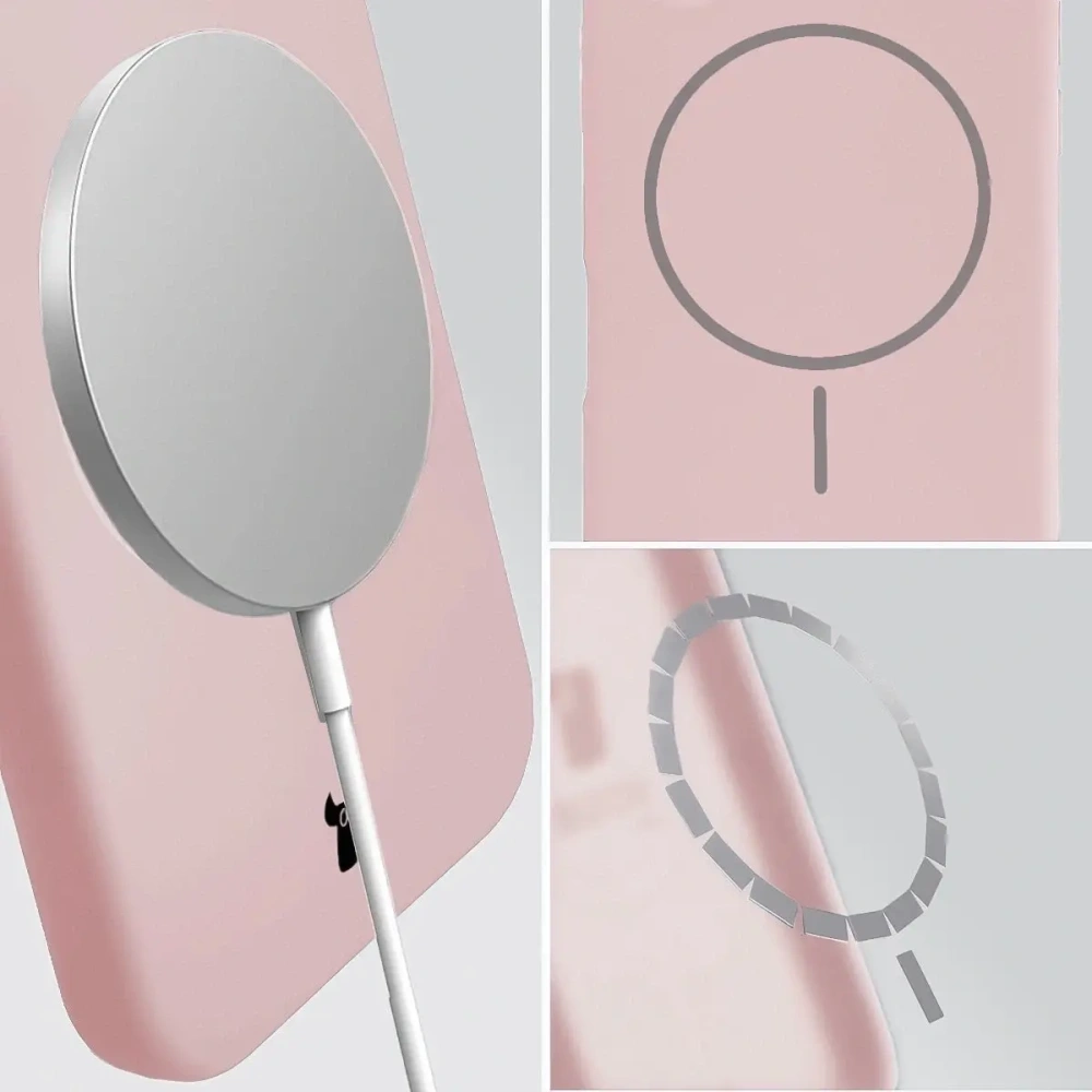 Silikonowe etui z pierścieniem magnetycznym Bizon Soft Case Magnetic do Apple iPhone 17 jasnoróżowe