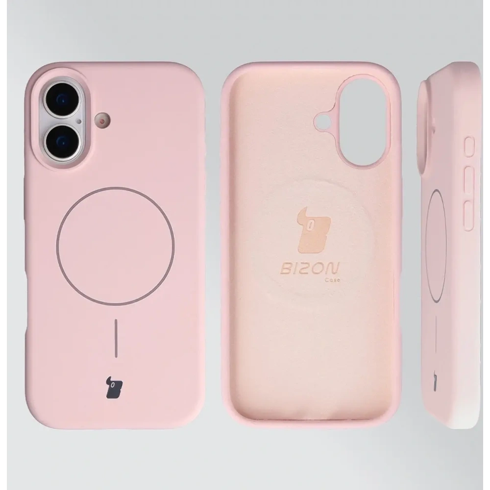 Silikonowe etui z pierścieniem magnetycznym Bizon Soft Case Magnetic do Apple iPhone 17 jasnoróżowe