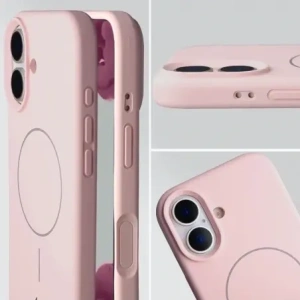 Silikonowe etui z pierścieniem magnetycznym Bizon Soft Case Magnetic do Apple iPhone 17 jasnoróżowe