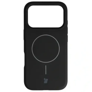 Silikonowe etui z pierścieniem magnetycznym Bizon Soft Case Magnetic do Apple iPhone 17 Pro czarne