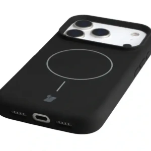 Silikonowe etui z pierścieniem magnetycznym Bizon Soft Case Magnetic do Apple iPhone 17 Pro czarne