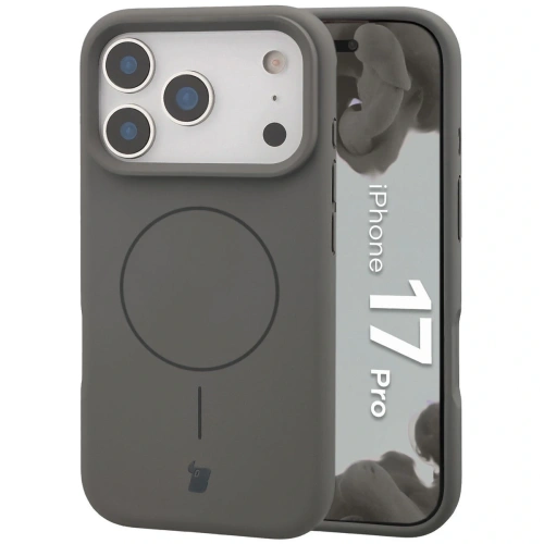 Silikonowe etui z pierścieniem magnetycznym Bizon Soft Case Magnetic do Apple iPhone 17 Pro grafitowe