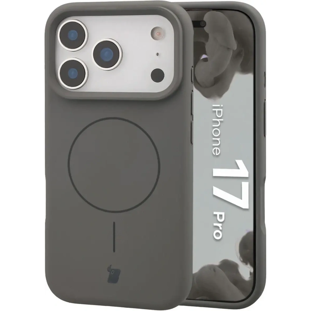 Silikonowe etui z pierścieniem magnetycznym Bizon Soft Case Magnetic do Apple iPhone 17 Pro grafitowe
