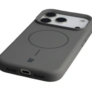 Silikonowe etui z pierścieniem magnetycznym Bizon Soft Case Magnetic do Apple iPhone 17 Pro grafitowe