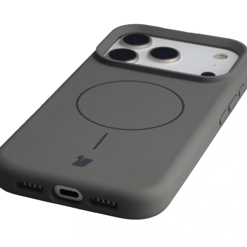 Silikonowe etui z pierścieniem magnetycznym Bizon Soft Case Magnetic do Apple iPhone 17 Pro grafitowe