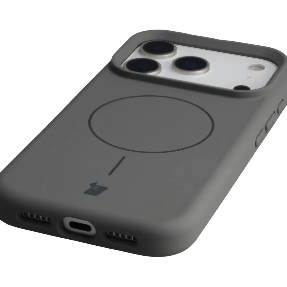 Silikonowe etui z pierścieniem magnetycznym Bizon Soft Case Magnetic do Apple iPhone 17 Pro grafitowe