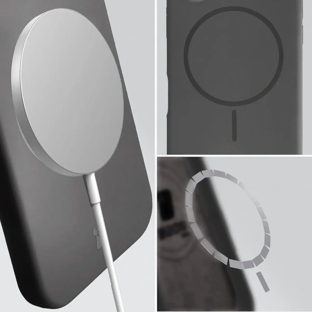 Silikonowe etui z pierścieniem magnetycznym Bizon Soft Case Magnetic do Apple iPhone 17 Pro grafitowe