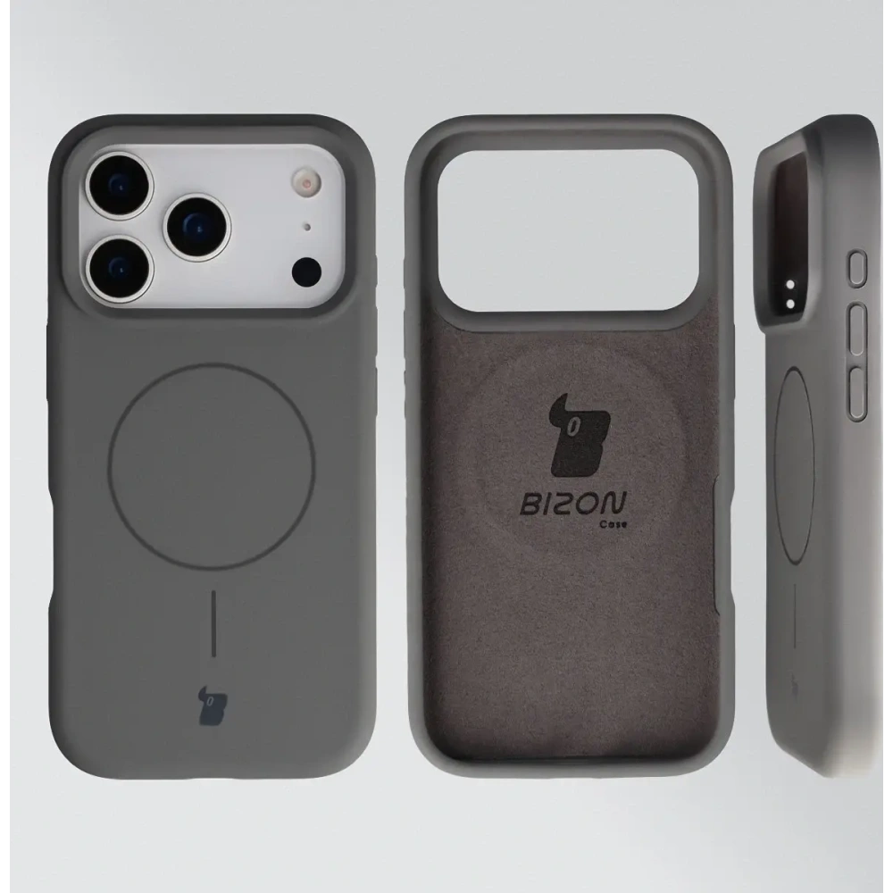 Silikonowe etui z pierścieniem magnetycznym Bizon Soft Case Magnetic do Apple iPhone 17 Pro grafitowe