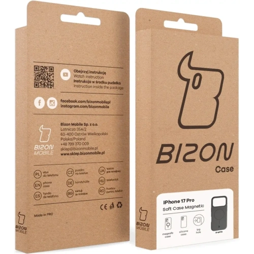 Silikonowe etui z pierścieniem magnetycznym Bizon Soft Case Magnetic do Apple iPhone 17 Pro grafitowe