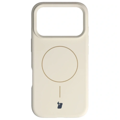Silikonowe etui z pierścieniem magnetycznym Bizon Soft Case Magnetic do Apple iPhone 17 Pro écru