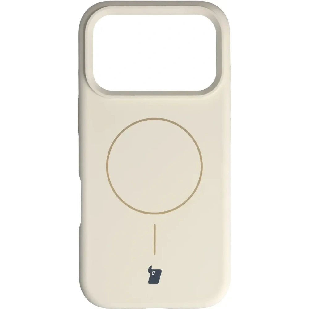 Silikonowe etui z pierścieniem magnetycznym Bizon Soft Case Magnetic do Apple iPhone 17 Pro écru