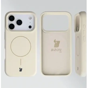 Silikonowe etui z pierścieniem magnetycznym Bizon Soft Case Magnetic do Apple iPhone 17 Pro écru