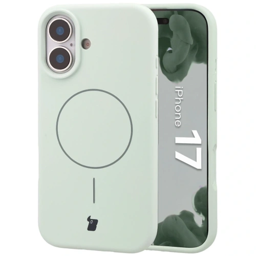 Silikonowe etui z pierścieniem magnetycznym Bizon Soft Case Magnetic do Apple iPhone 17 pistacjowe