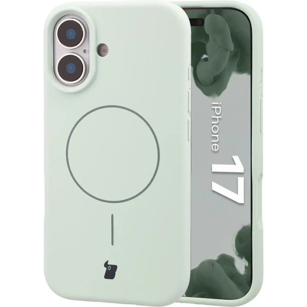 Silikonowe etui z pierścieniem magnetycznym Bizon Soft Case Magnetic do Apple iPhone 17 pistacjowe