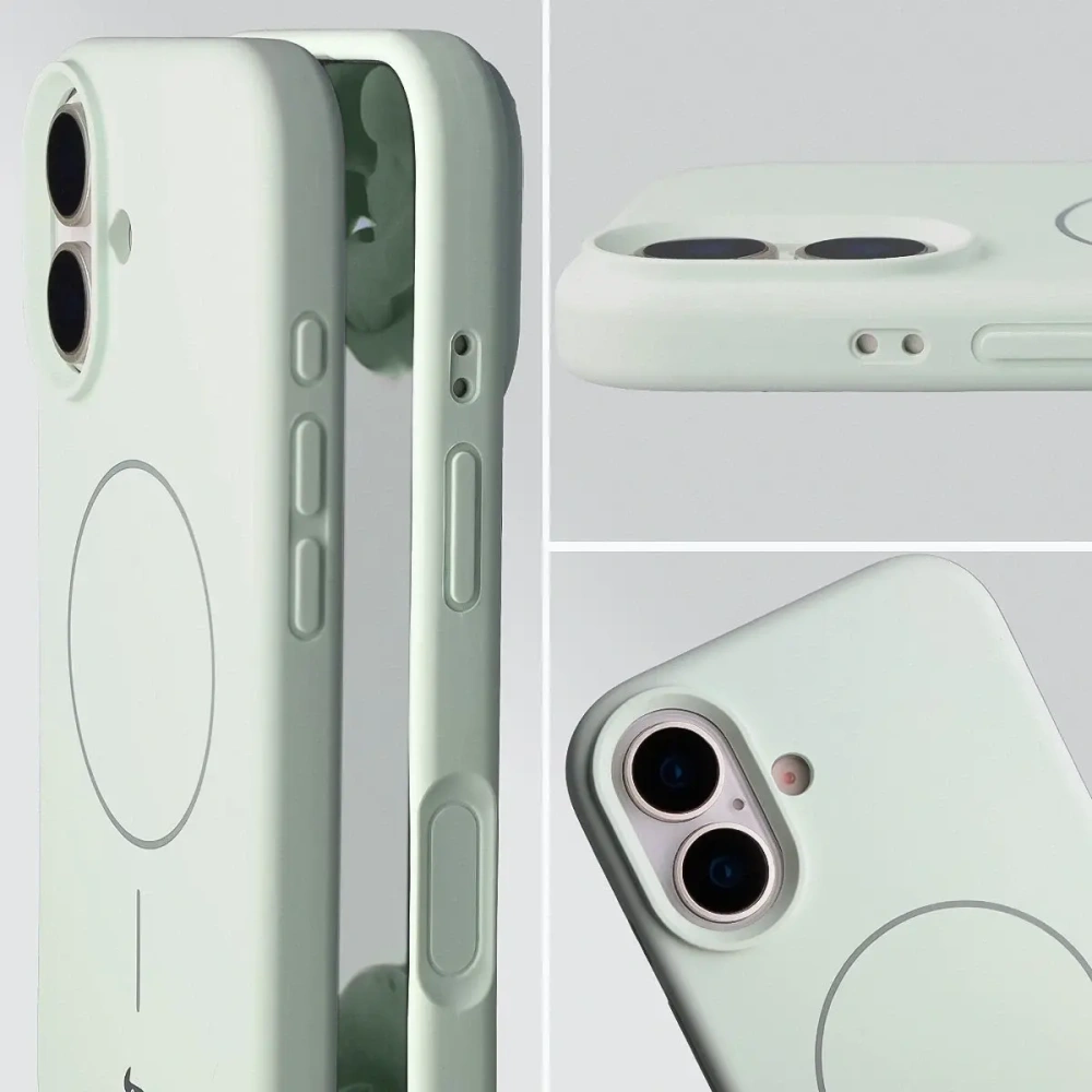 Silikonowe etui z pierścieniem magnetycznym Bizon Soft Case Magnetic do Apple iPhone 17 pistacjowe