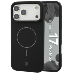 Silikonowe etui z pierścieniem magnetycznym Bizon Soft Case Magnetic do Apple iPhone 17 Pro Max czarne