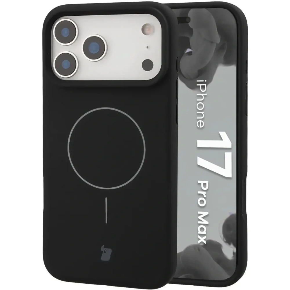 Silikonowe etui z pierścieniem magnetycznym Bizon Soft Case Magnetic do Apple iPhone 17 Pro Max czarne